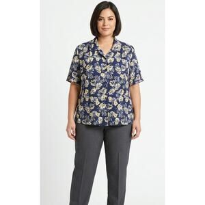 DONNKENNY Women's Vintage Floral Blouse Top 2XL Polyester Business Office